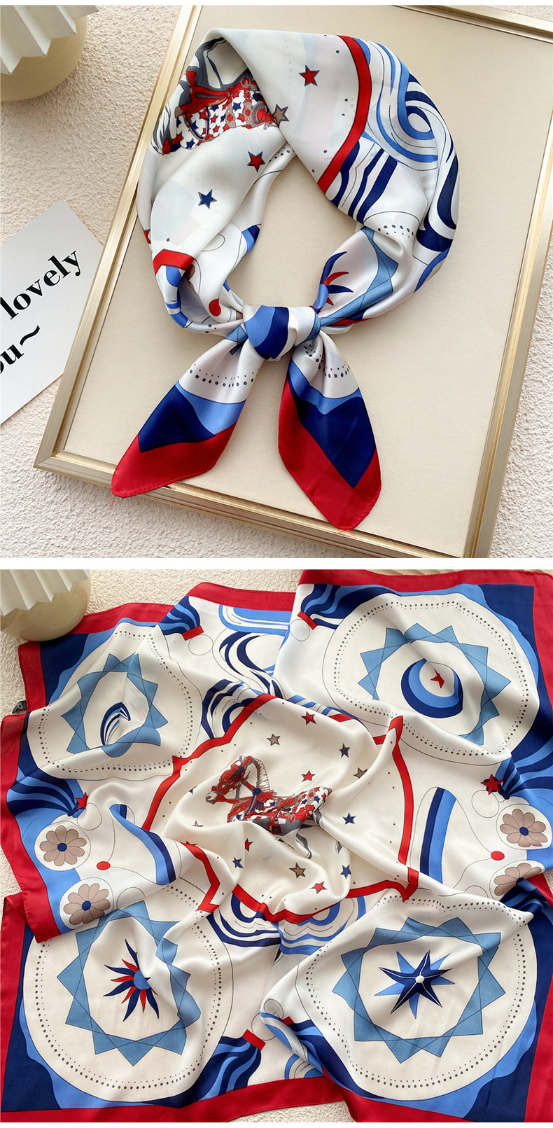 45g Weight Silk Scarf Classification Daily Occasion Polyester Material Geometric Pattern All Seasons Season Women's Gender Printing Design Elegant, Sweet Style Women's Elegant Sweet Geometric Polyester Printing Silk Scarf 25