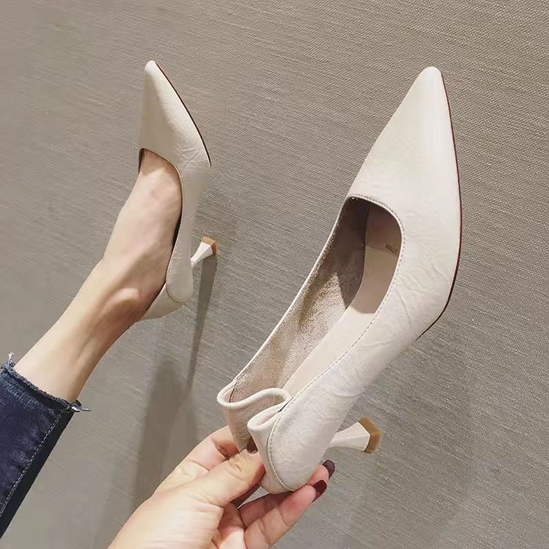 Apricot 5cm heel height (genuine sheepskin)