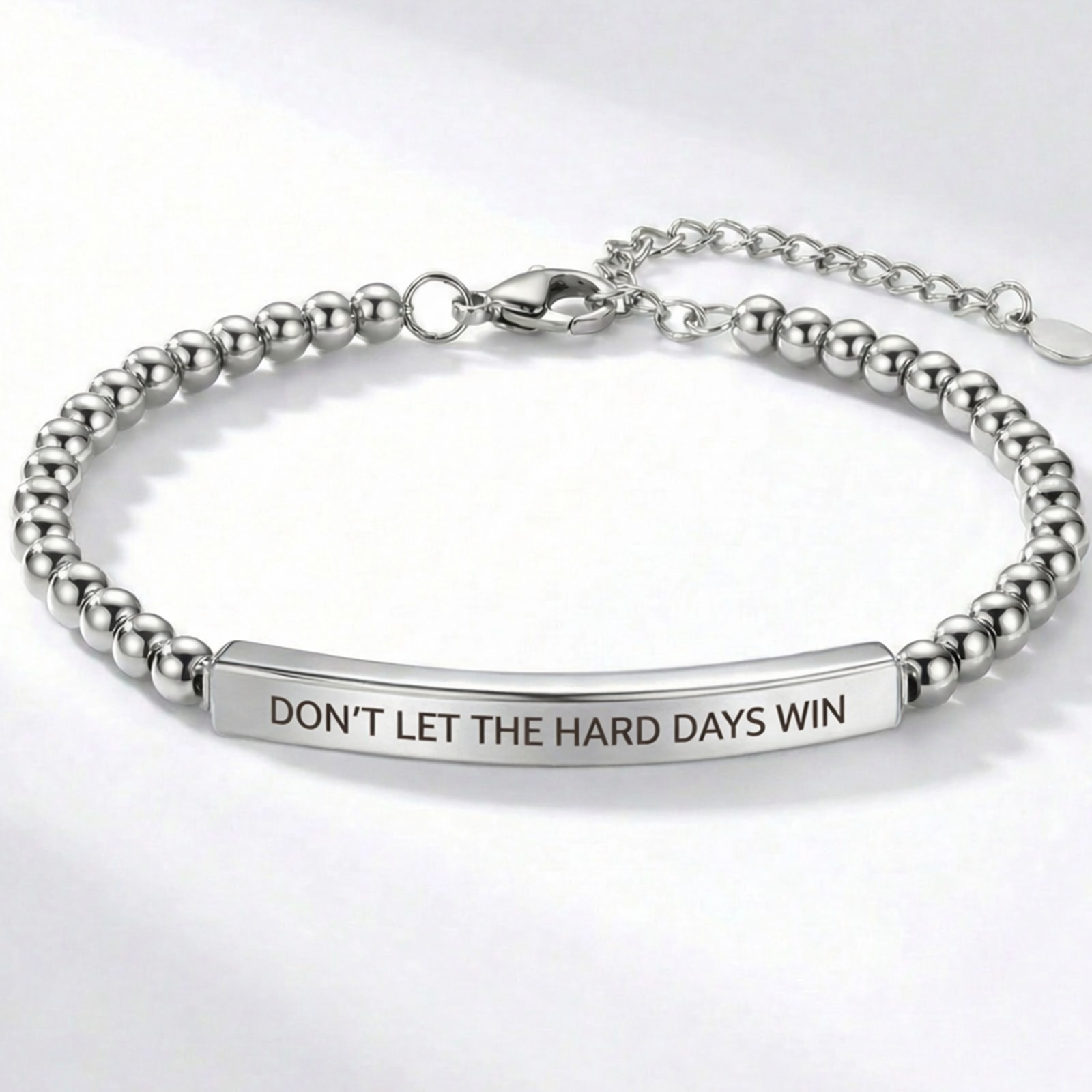 European and American Cross-Border Jewelry Stainless Steel 4mm Steel Ball Geometric Curved Tube Bracelet for Women Laser-Engraved Bracelet Jewelry