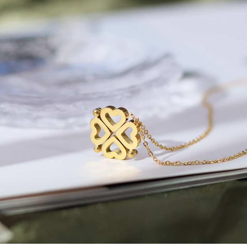 Fashion Heart Shape Titanium Steel Gold Plated Pendant Necklace 1 Piece