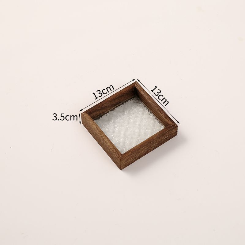 Retro begonia bandeja de flores rectangular bandeja de té casera de madera para bocadillos de té taza bandeja de té bandeja de vidrio
