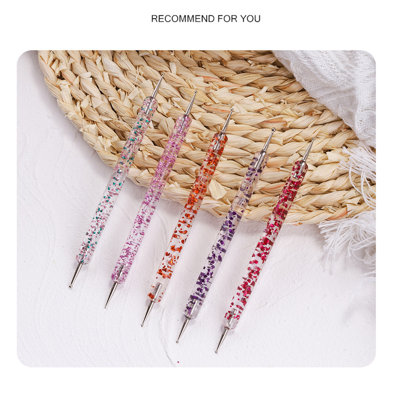 Cruz-frontera especial de 5 piezas de uñas lentejuelas doble cabeza taladro pluma acrílico brillo flor aguja lentejuelas Rod Taladro