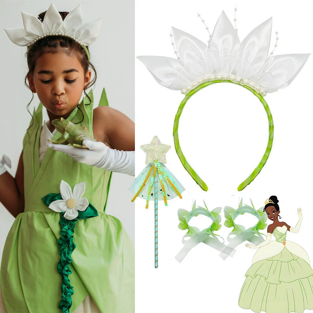 Принцесса и лягушка одеваются аксессуары для волос Обруч для волос Принцесса Тианна День рождения Хэллоуин Декор Тиана