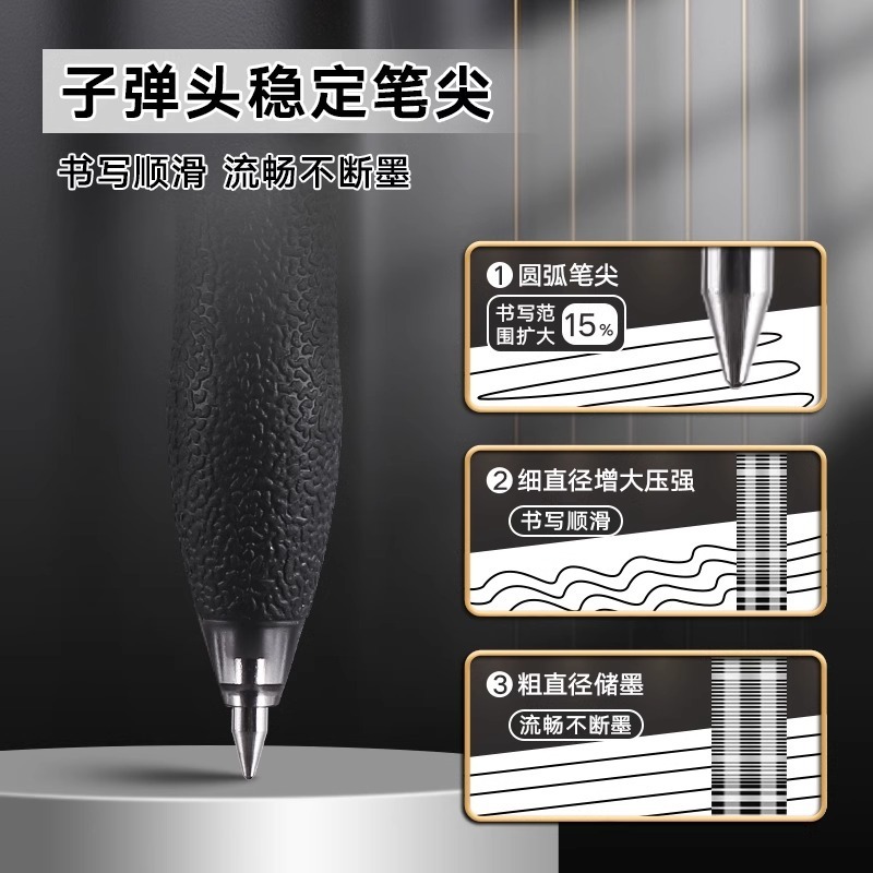 得力S07按动中性笔黑色水笔学生刷题笔签字笔臻顺滑黑笔文具批发|undefined
