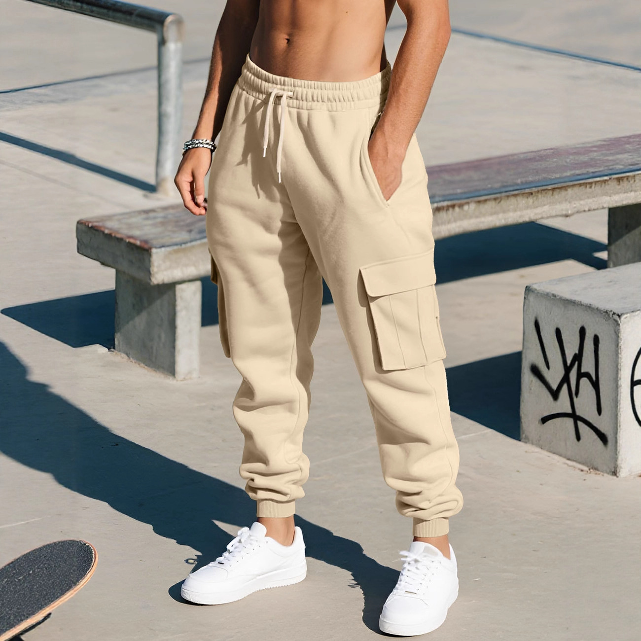 Transfronterizo otoño-invierno pesado americano pantalones de trabajo hombres transfronterizos de lana de bolsillo de bolsillo de bolsas deportivas casuales piernas pantalones de pila