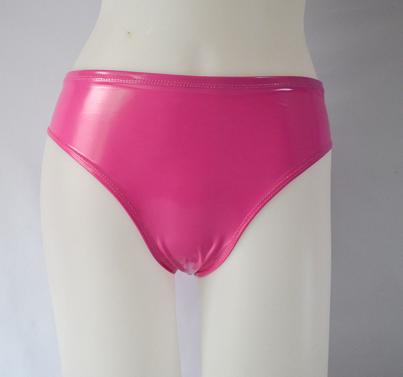 Brillante triángulo pequeño interior europeo y americano transfronterizo ropa de goma de imitación sexy vaina espejo brillante charol cintura alta ropa interior de las mujeres