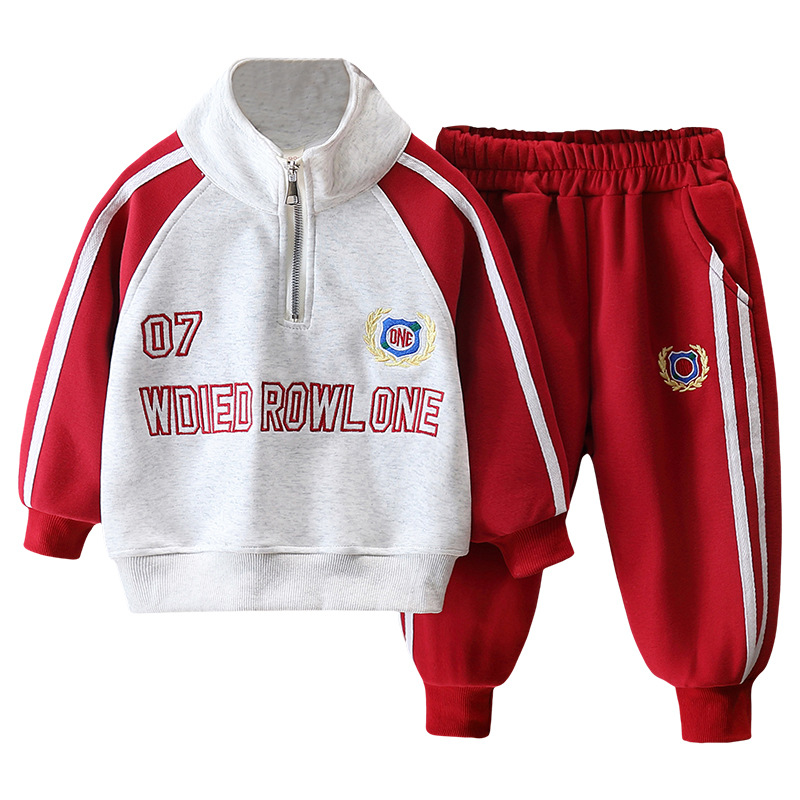 7616 Traje de primavera y otoño para niños 2025 nueva ropa deportiva occidental para niños suéter casual de primavera de dos piezas primavera