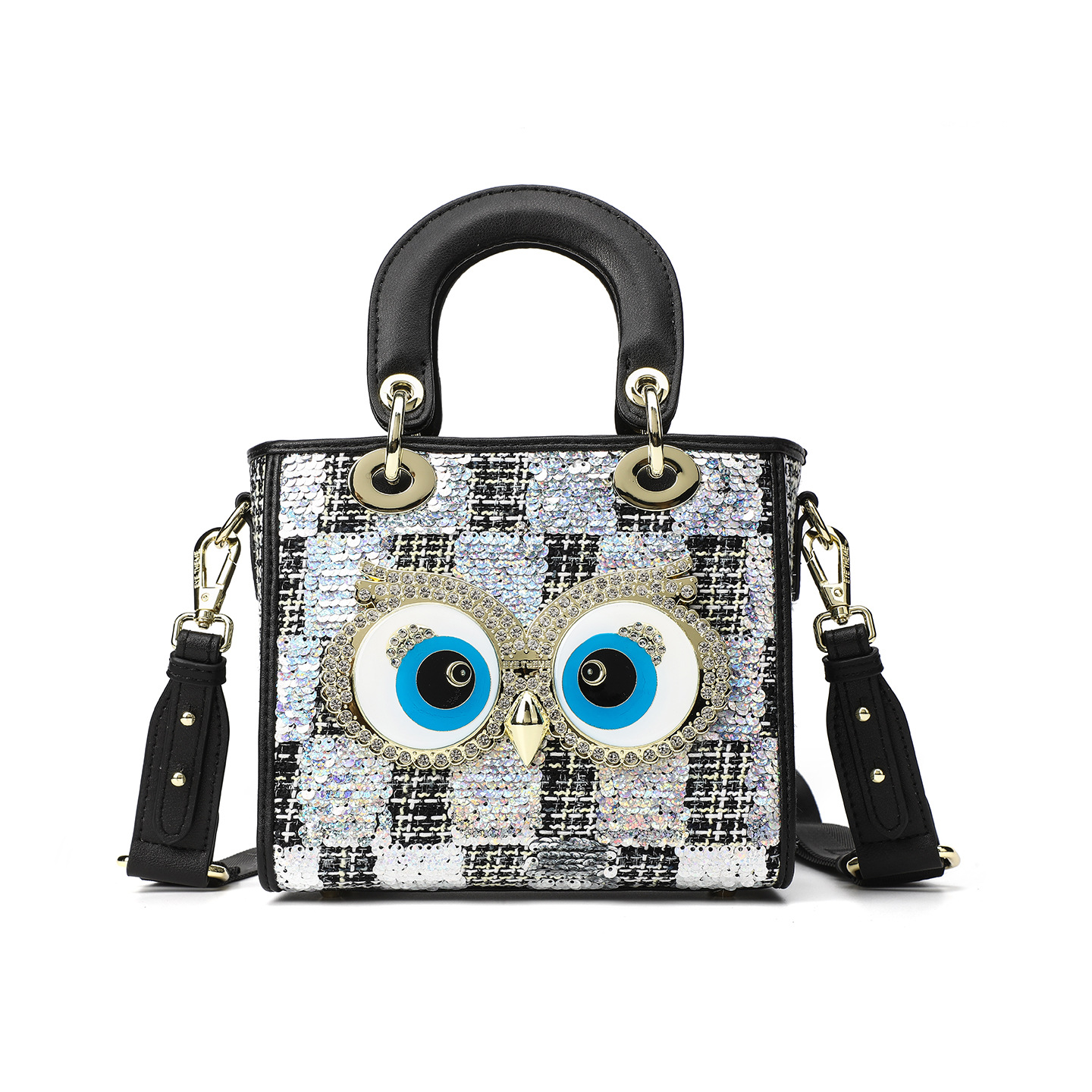 Europa y los Estados Unidos de alta calidad diamante sequinilla bolso de mano bolso cuadrado para mujeres bolso de mano correa mochila # 2884