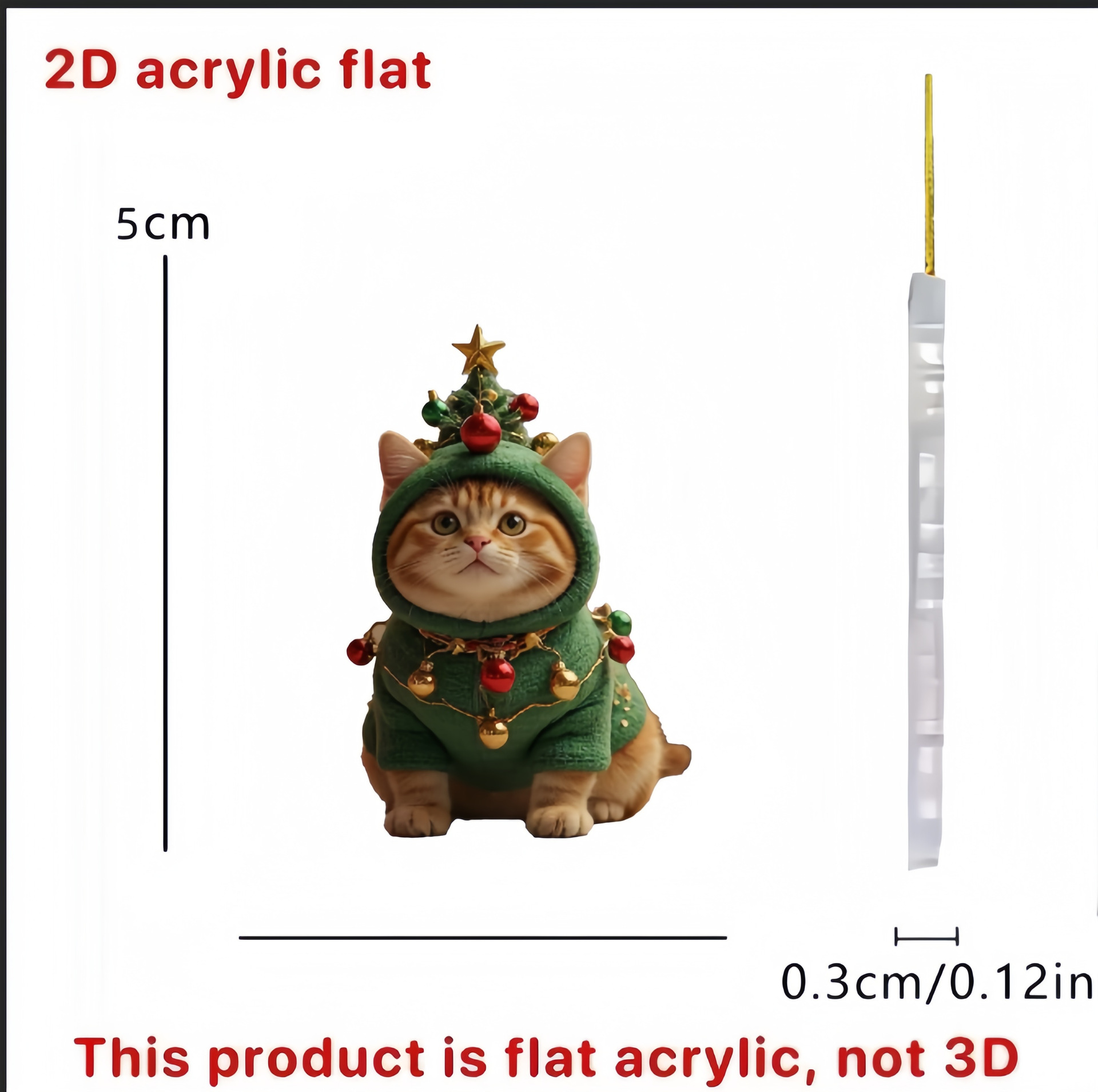 Acrílico transfronterizo 2D adorable gato colgante espejo retrovisor de automóvil colgante llavero pequeño colgante al por mayor Navidad