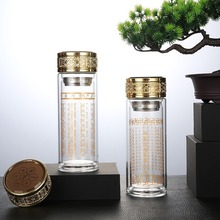 大悲咒办公水晶玻璃杯佛经厚底心经药师准提咒玻璃杯批发水杯批发