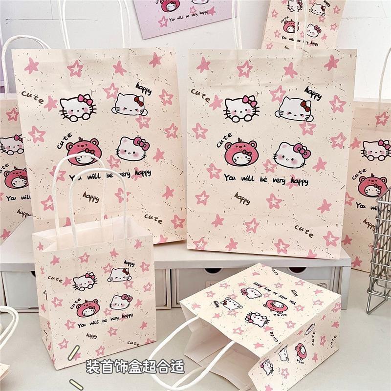 新しいピンクキット猫ギフトバッグ高価値インスタイル絶妙な厚みのある耐久性のある包装袋ギフト牛革バッグ|undefined