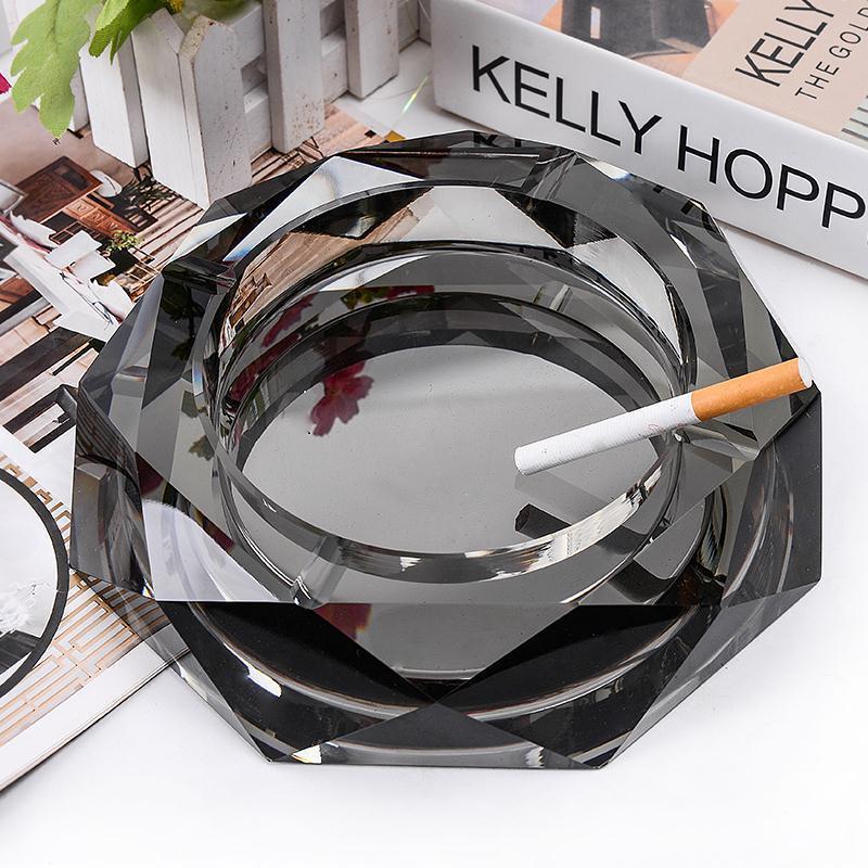 煙灰缸玻璃水晶網紅客廳時尚創意KTV大號辦公室LOGO煙缸廠家直銷