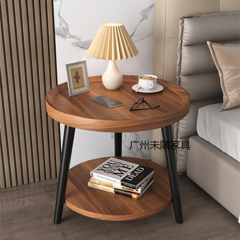 Simple modern living room round coffee table hotel bedroom double bedside table side table balcony small round table in stock wholesale