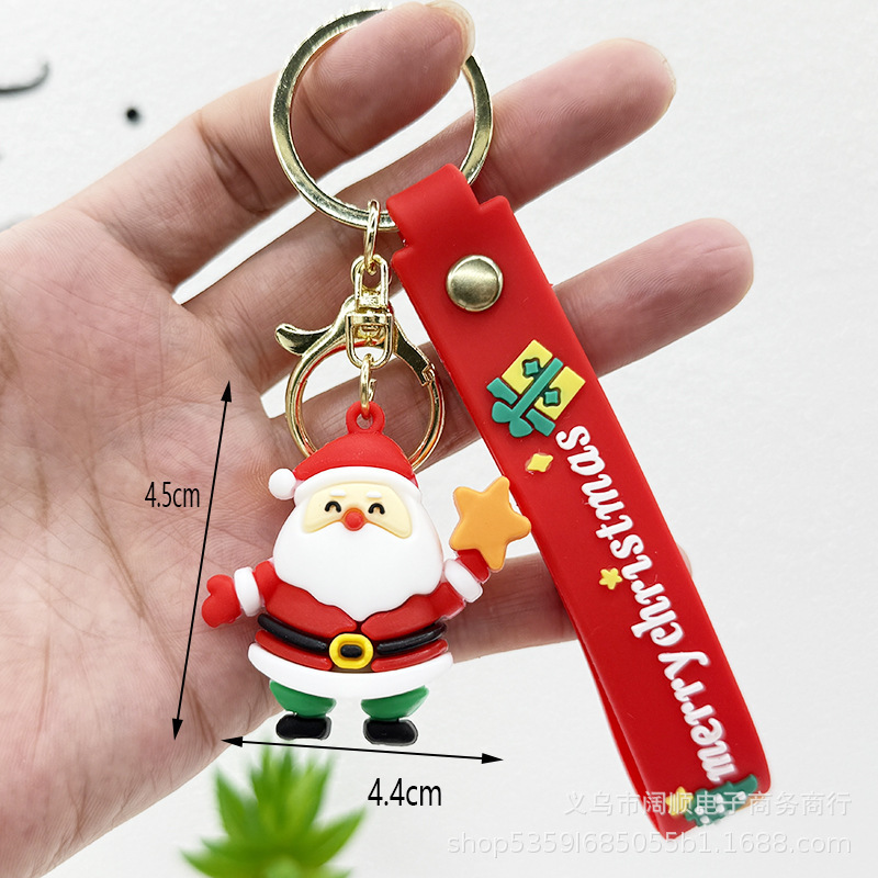 跨境圣诞钥匙扣软胶公仔挂件圣诞礼品配件立体公仔圣诞老人小挂件|undefined