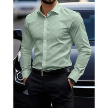 O 39066 Lapel slim wood grain shirt ��������ľм�����г���