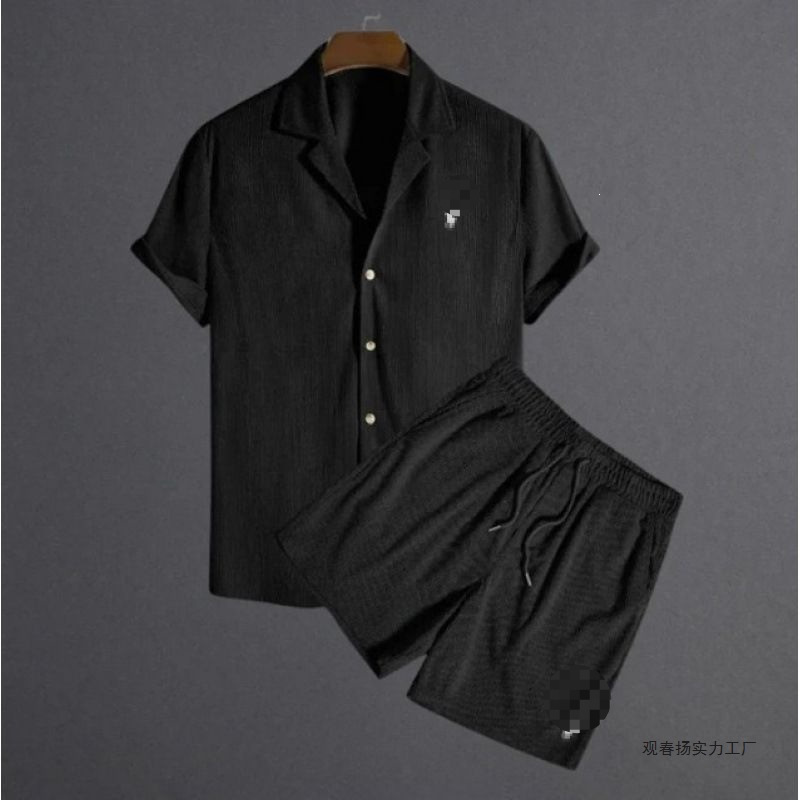 2026 Cross-Border Hot-Selling Bamboo Linen Casual Short-Sleeve Shirt Two-Piece Set, Lightweight and Breathable