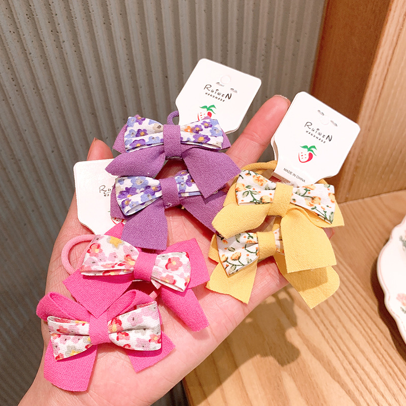 Nihaojewelry Korean Floral Fabric Bow Children's Hair Rope Wholesale Jewelry display picture 5