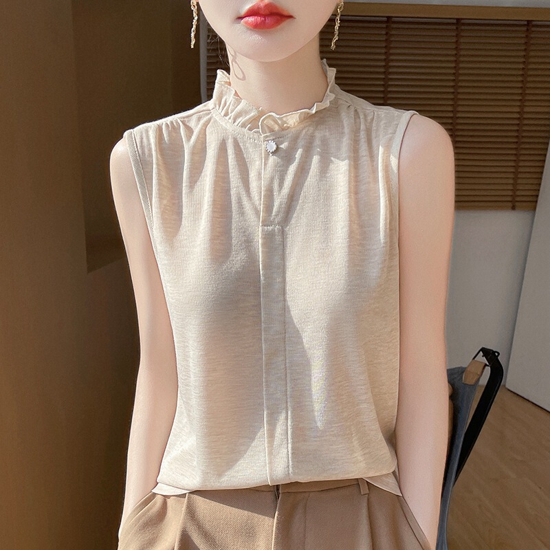 Fine Knitted Camisole Women's Lace Half Turtleneck Sleeveless Loose Matchinging Suit with Bottoming Shirt T-Shirt Fine Knitted Camisole Women's Lace Half Turtleneck Sleeveless Loose Matchinging Suit with Bottoming Shirt T-Shirt