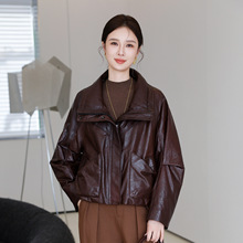 海宁高端真皮羽绒服女油蜡绵羊皮皮夹克高级感宽松短款羽绒皮衣厚