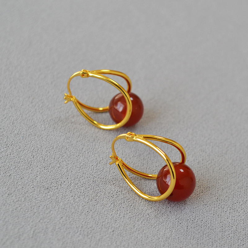 Simple Style U Shape Copper Plating Agate Earrings 1 Pair display picture 6
