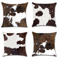 奶牛纹亚马逊跨境亚麻抱枕套牛毛奶牛纹路斑点卡通居家客厅靠枕套