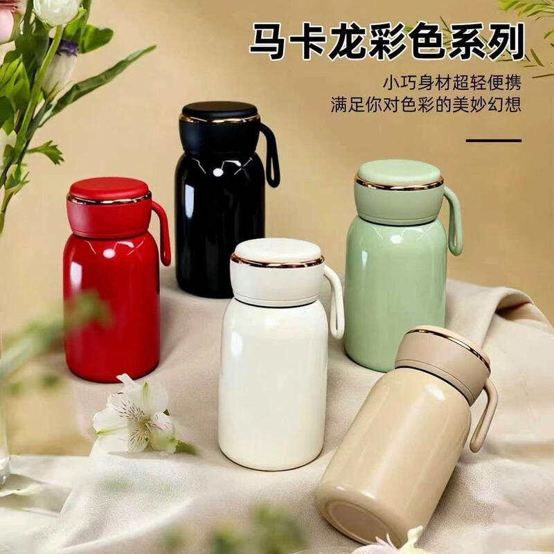 Light Luxury Chubby Mini Thermos Cup for Male and Female Students, Fresh and Simple Stainless Steel Water Cup, Cute and Portable