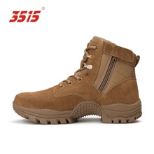 3515中帮棕色作战靴新款防穿刺训练鞋超轻皮靴沙漠靴