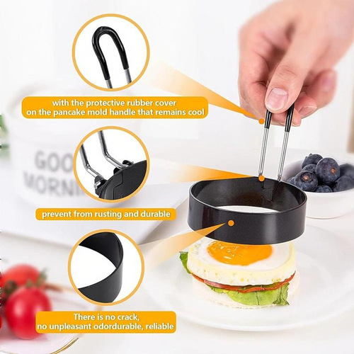 Stainless steel non-stick egg pan, non-stick coating, thickened round egg ring, kitchen baking tool, non-stick pan, round egg mold