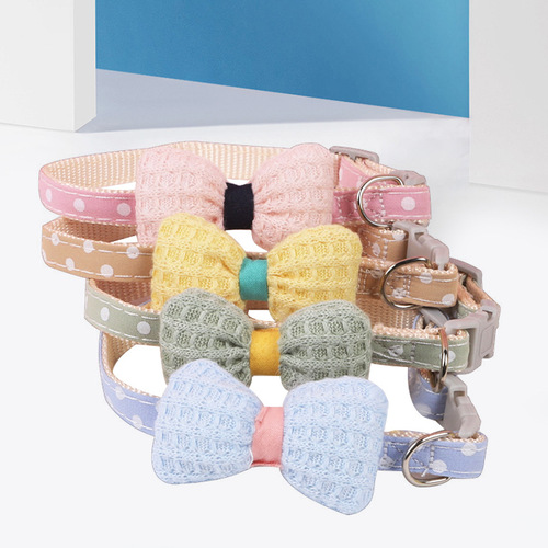 Pet Collar Accessory Wholesale Manufacturer Cute Bowknot Cat and Dog Collar Adjustable Pet Neck Collar