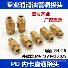 PD油管直通接头尼龙油管铝管铜接头机床润滑油管螺纹接头油路配件