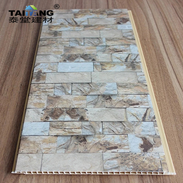 Suministro de comercio exterior, decoración de toda la casa, refuerzo de PVC 25*0,7, revestimiento de transferencia de impresión, techo de panel de pared integrado