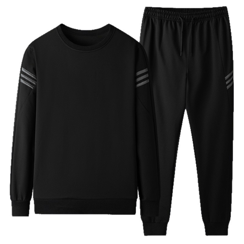 Conjunto deportivo de tres rayas para hombre, talla grande, estilo coreano, de manga larga, holgado, para primavera y otoño, con pantalones largos.