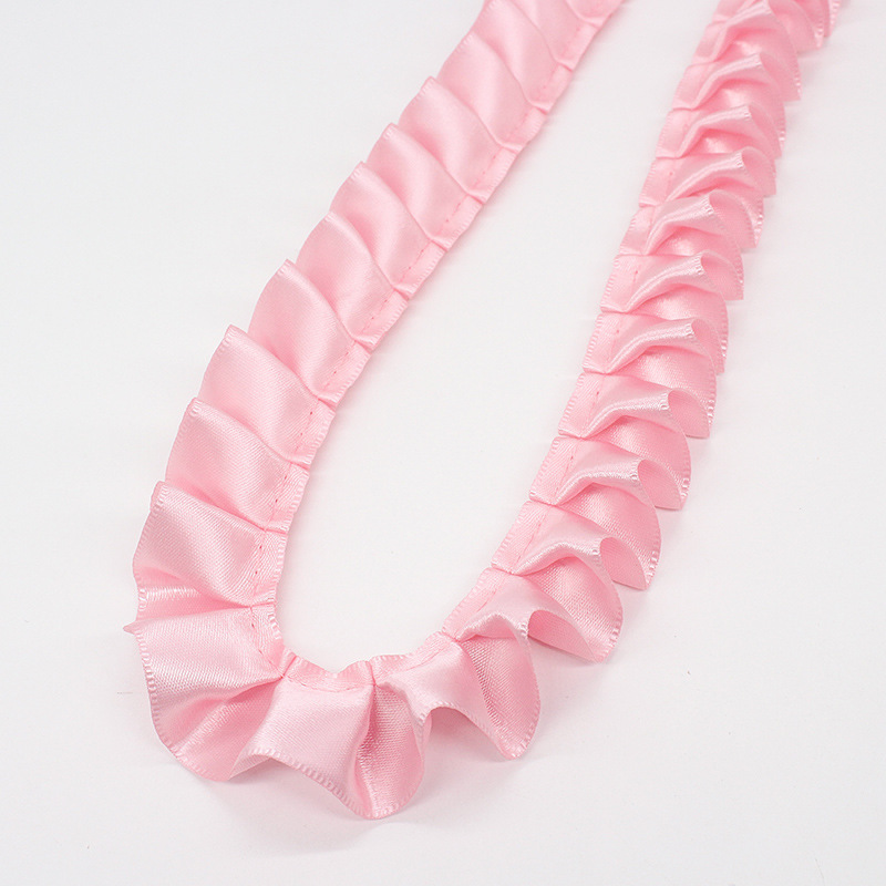 Fabricantes al por mayor de 2.5cm de ancho poliéster único borde de loto plegado cinta DIY accesorios de ropa hecha a mano cinta de encaje decoración image 16