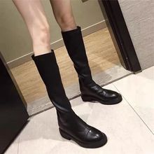 不过膝长靴女长筒靴2025新款秋冬帅气骑士靴高筒马丁靴女显瘦皮靴