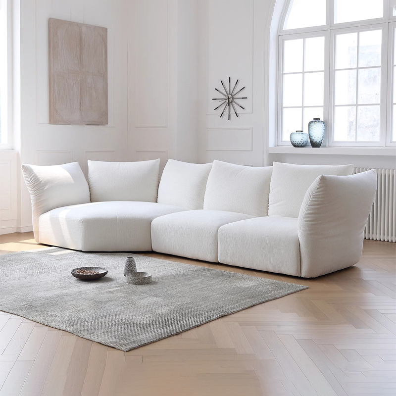 Cream viento pétalos arena moderna minimalista creativo módulo de forma especial sofá de esquina tela sofá villa gran piso plano
