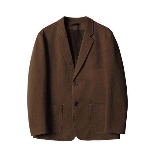 Thickened Autumn/Winter Wool Blazer Set for Men - Casual Outerwear Suit, Stylish Men's Top, Single Blazer, Korean Style, Short Length