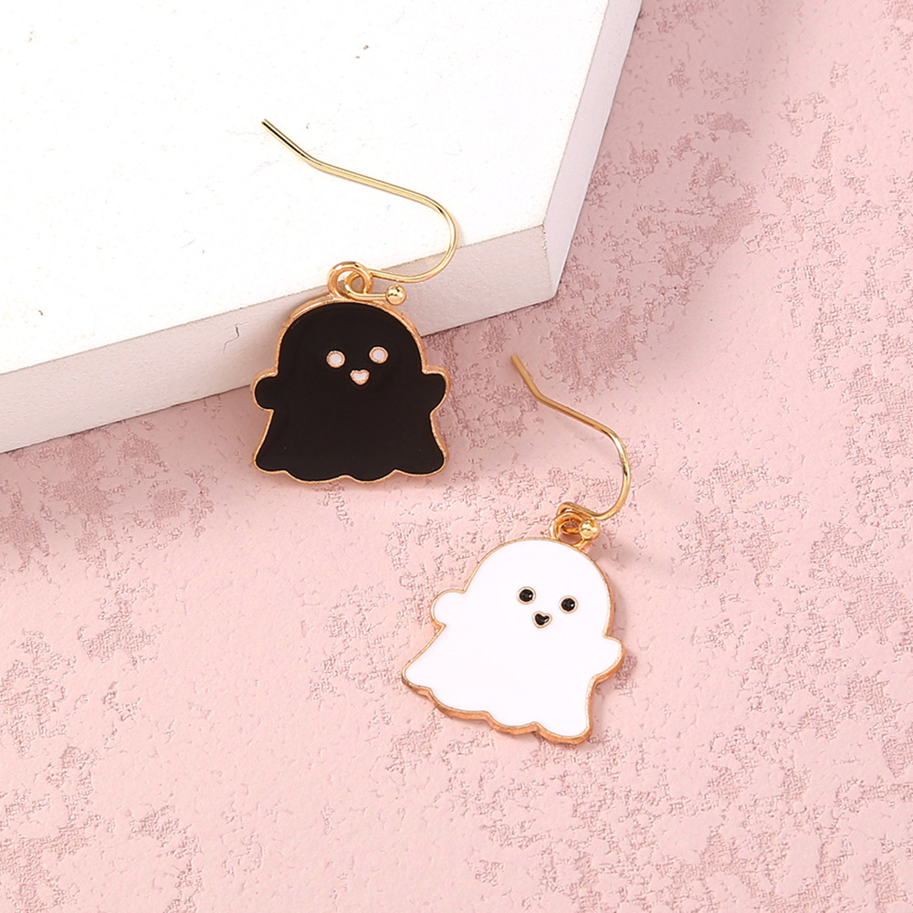 Halloween White Black Ghost Earrings Wholesale Nihaojewelry display picture 5