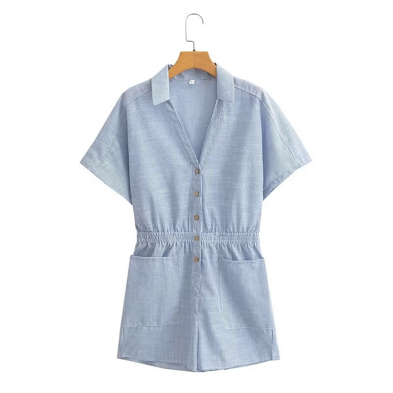Damen Kleeder Jumpsuit Summer New Elastesch Taille Slimming Casual Jumpsuit Fraen 8NS1499_voghion.com