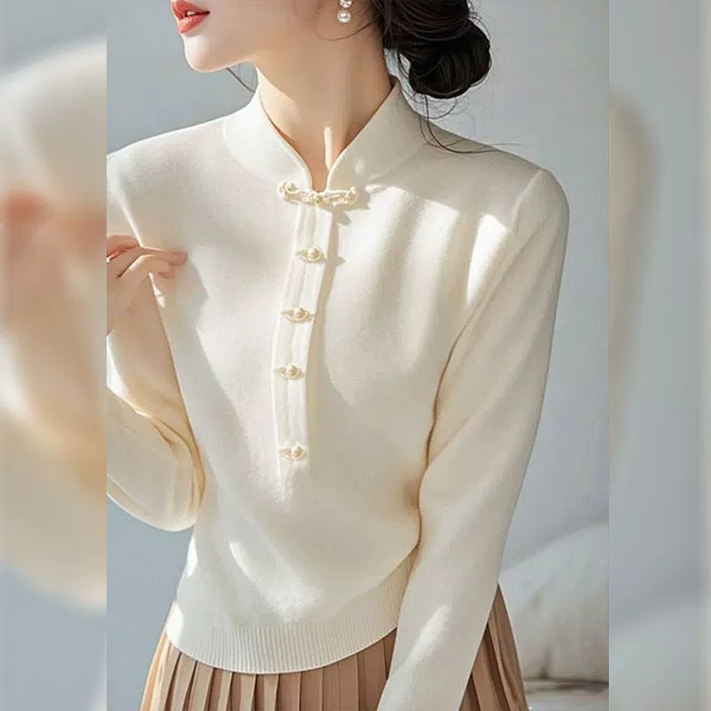 Новый китайский стиль свитер с полукруглым воротником