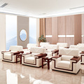 中式办公沙发组合 西皮商务接待会客沙发时尚客厅办公室沙发8711