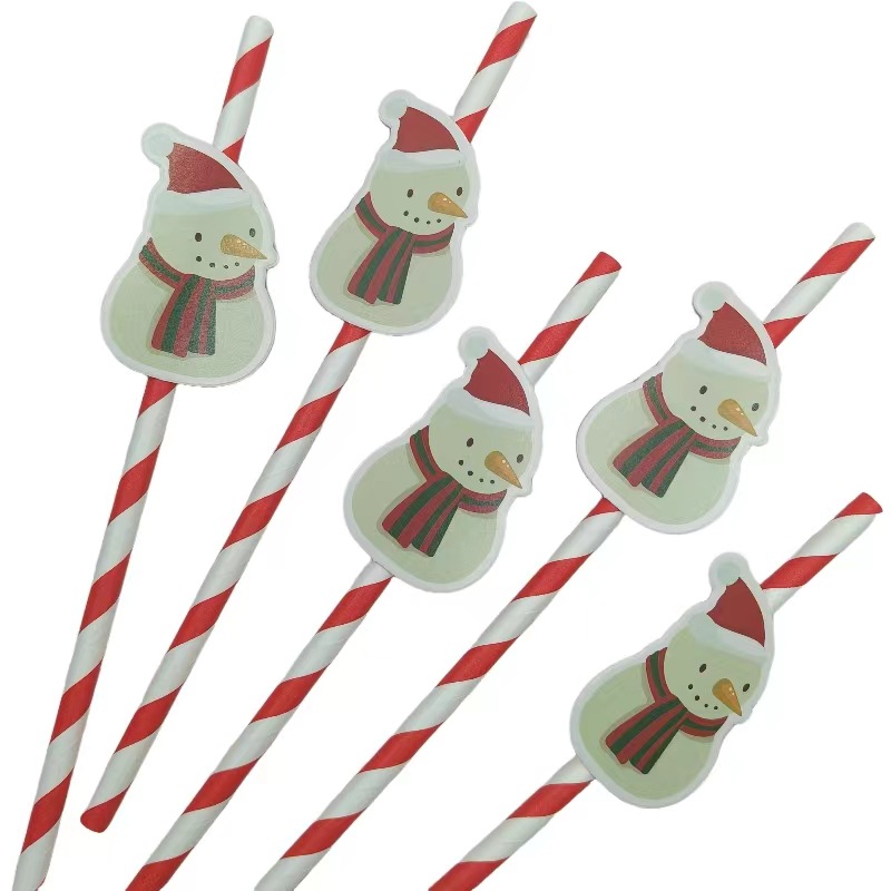 Papá Noel Papá Noel muñeco de nieve fiesta decoración postre pastel cóctel bebida paja image 9