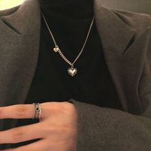 复古爱心小众项链女925银韩国个性简约锁骨链欧美嘻哈跨境毛衣链
