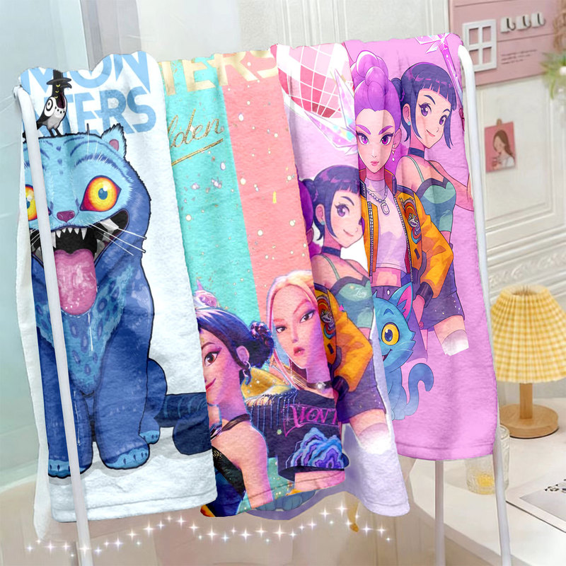 Cross-Border Hot-Selling Product: Ip-Hunting Girls Group Printed Oversized Digital Print Cartoon Beach Towel, Super Absorbent Microfiber Cross-Border Hot-Selling Product: Ip-Hunting Girls Group Printed Oversized Digital Print Cartoon Beach Towel, Super Absorbent Microfiber