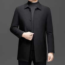 高档男士防寒羽绒服年新款商务休闲中年爸爸保暖鹅绒风衣外套