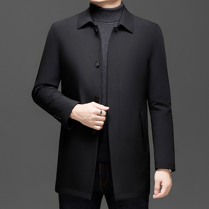 High-End Men's Cold-Proof down Jacket, New Business Casual Style for Middle-Aged Dads, Warm Goose down Windbreaker Jacket