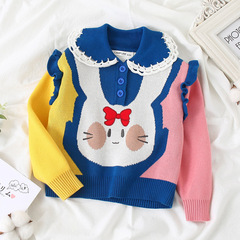 Children's clothing, girl's bunny cartoon sweater, 2022 autumn and winter new princess parent-child set