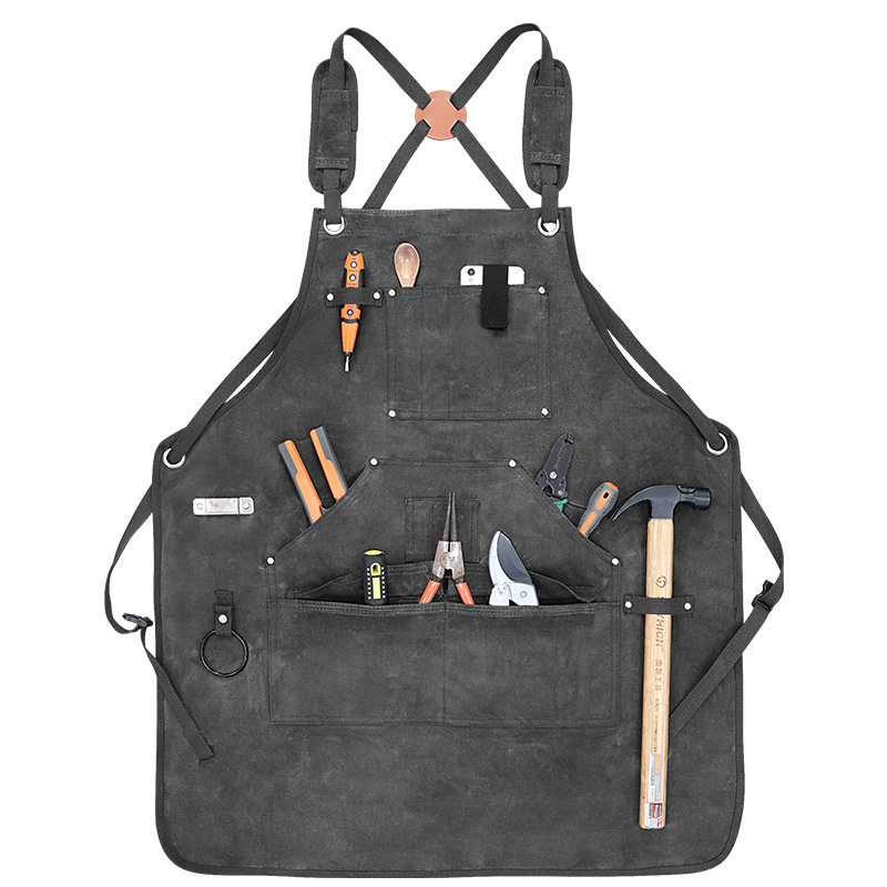 Comercio electrónico transfronterizo engrosar herramientas de lona delantal cuero de bolsillo electricista carpintería ropa de trabajo de cera delantal de lona