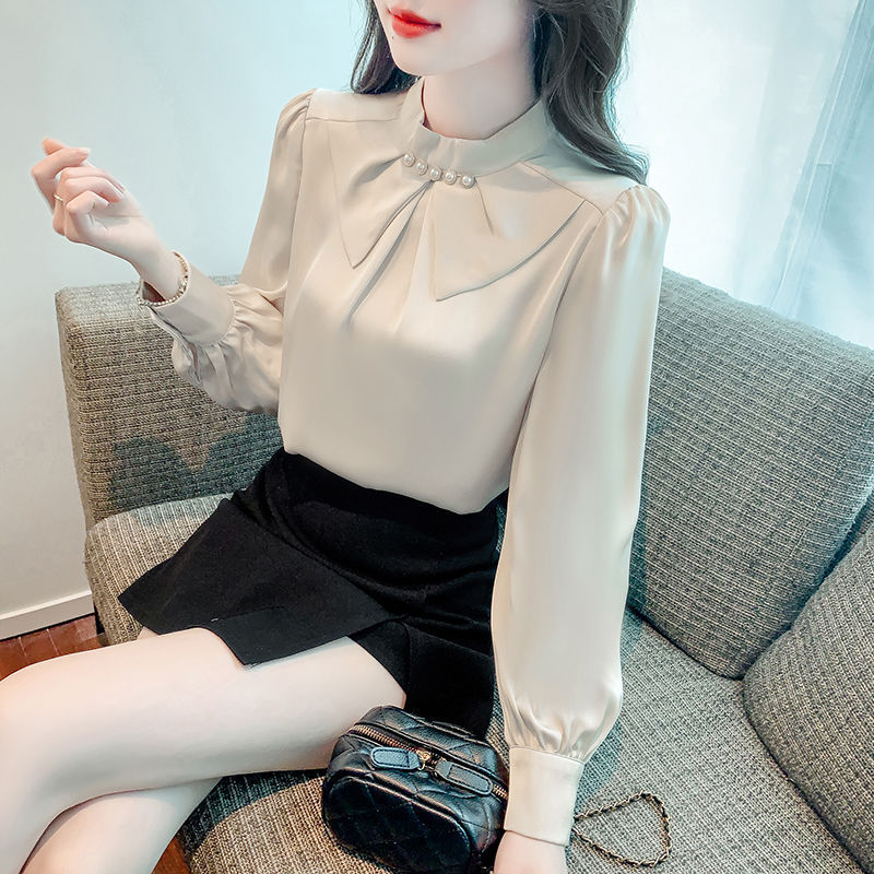 气质衬衫2025新款女长袖打底衫秋季漂亮小衫时髦时尚洋气雪纺上衣|undefined