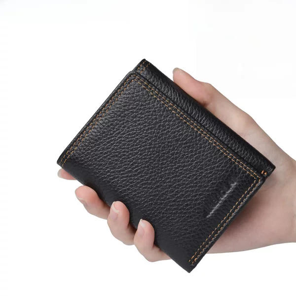JINBAOLAI genuine leather anti-magnetic rfid leather wallet anti-theft brush tri-fold cowhide men's wallet