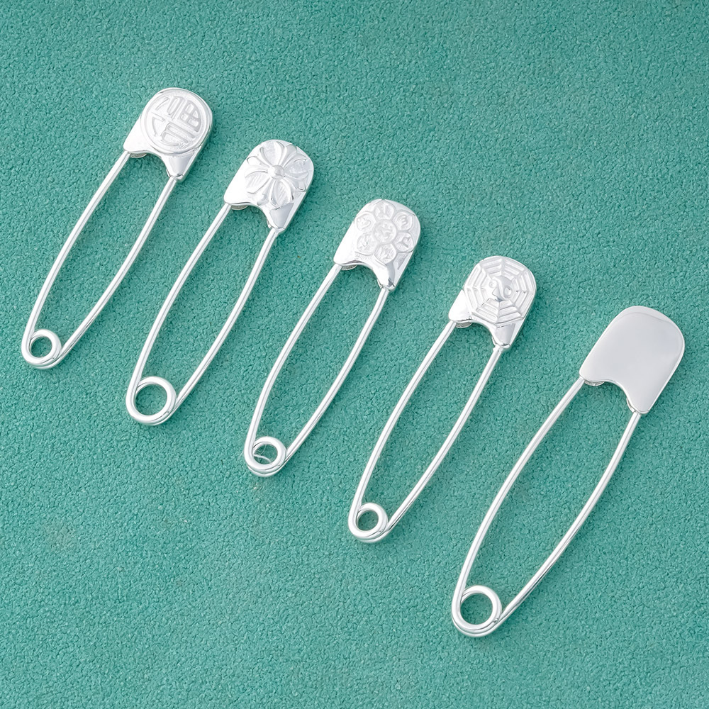 宝宝随身挂件小孩婴儿孕妇s925纯银别针新生儿儿童纯银饰品回形针